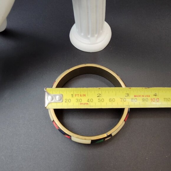Vintage MCM Ebamel Mosaic Brass Bangle Braclet - Picture 7 of 7